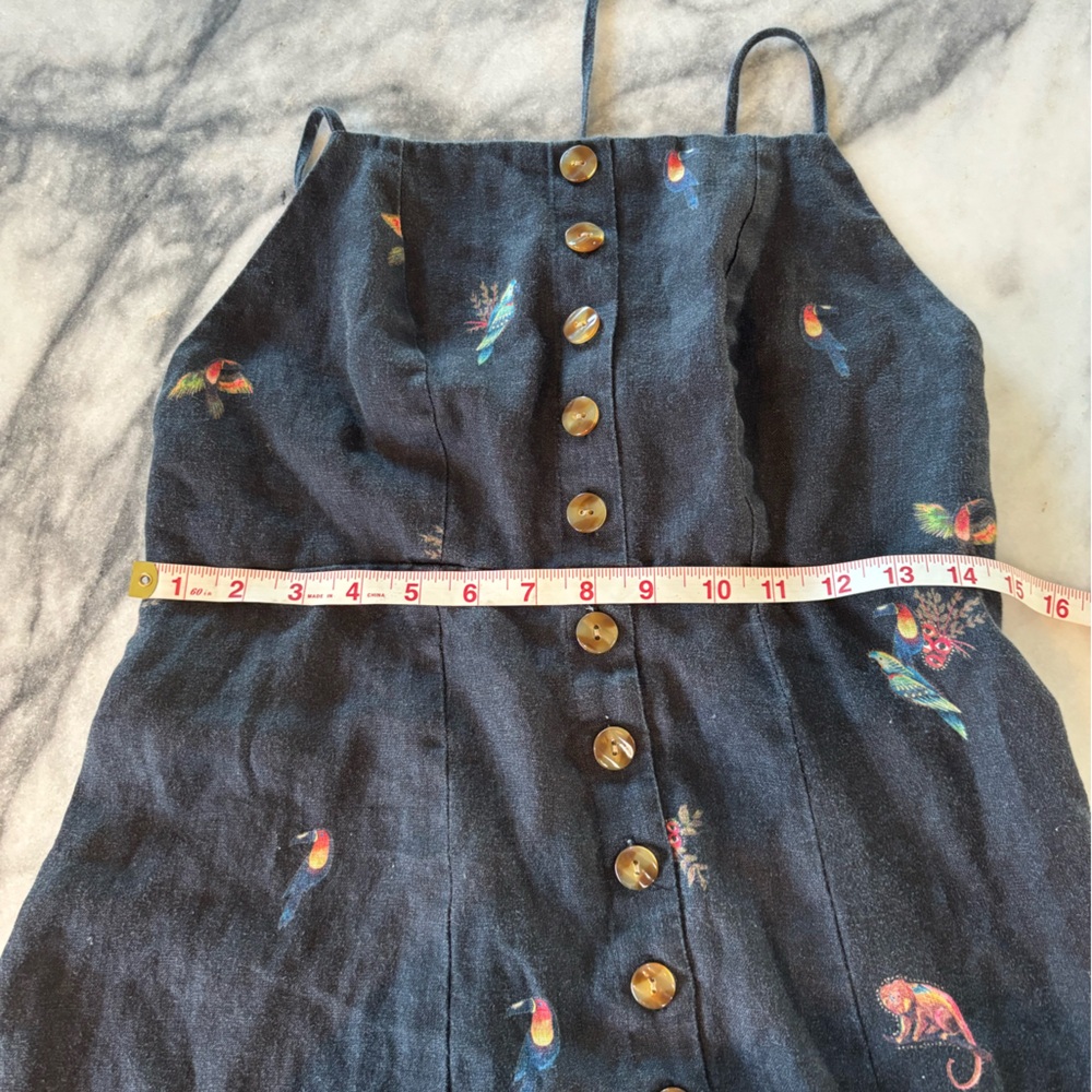 FARM RIO Jungle Tucanos Linen Halter Dress Sz L - Picture 7 of 8